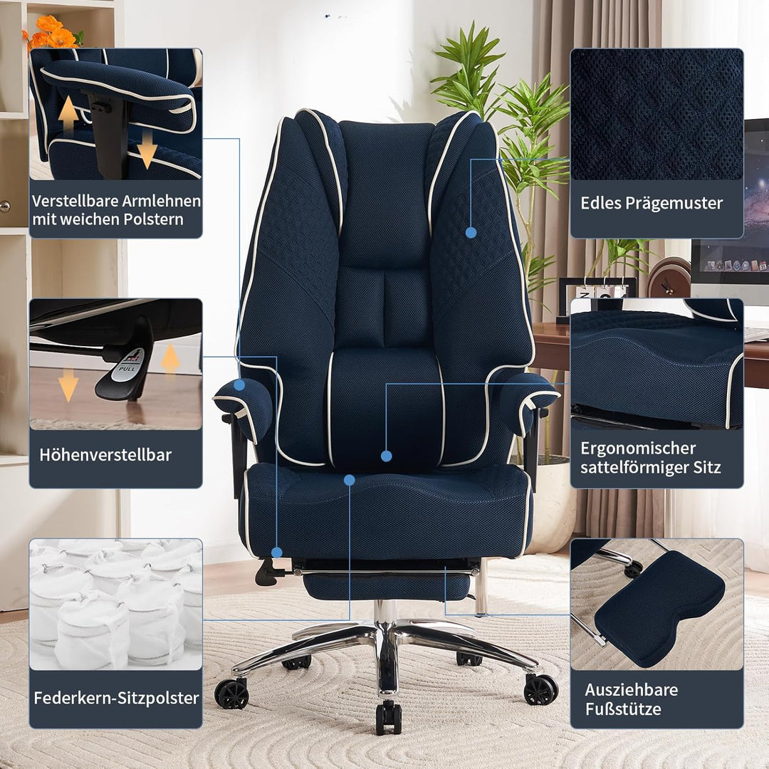 Ergonomischer Mesh-Bürostuhl – Executive Drehstuhl mit verstellbaren Armlehnen, Formschaum- & Tasche