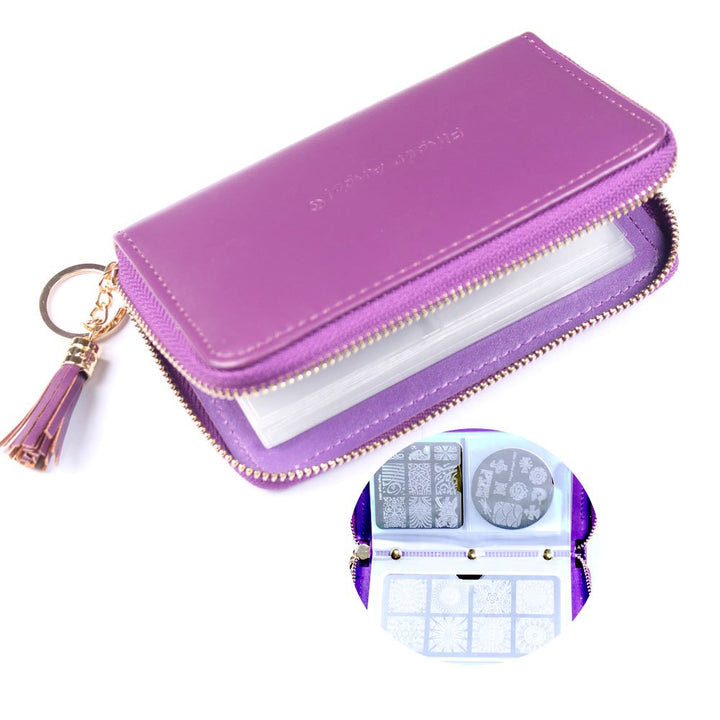 Stempelplatte, 24 Fächer, rund, quadratisch, rechteckig, für Nagelkunst, Violett
