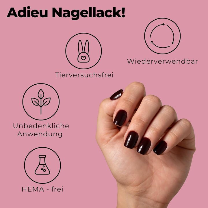 Original Miss Sophie Press On Nails | 32 Stück | Burgundy | Short Square | Für Fingernägel 1 stück (
