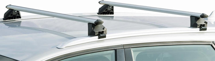 VDP Relingträger CRV107A + Skiträger/Snowboardträger/Skihalter Alu 4 Paar Ski kompatibel mit FIAT Ti