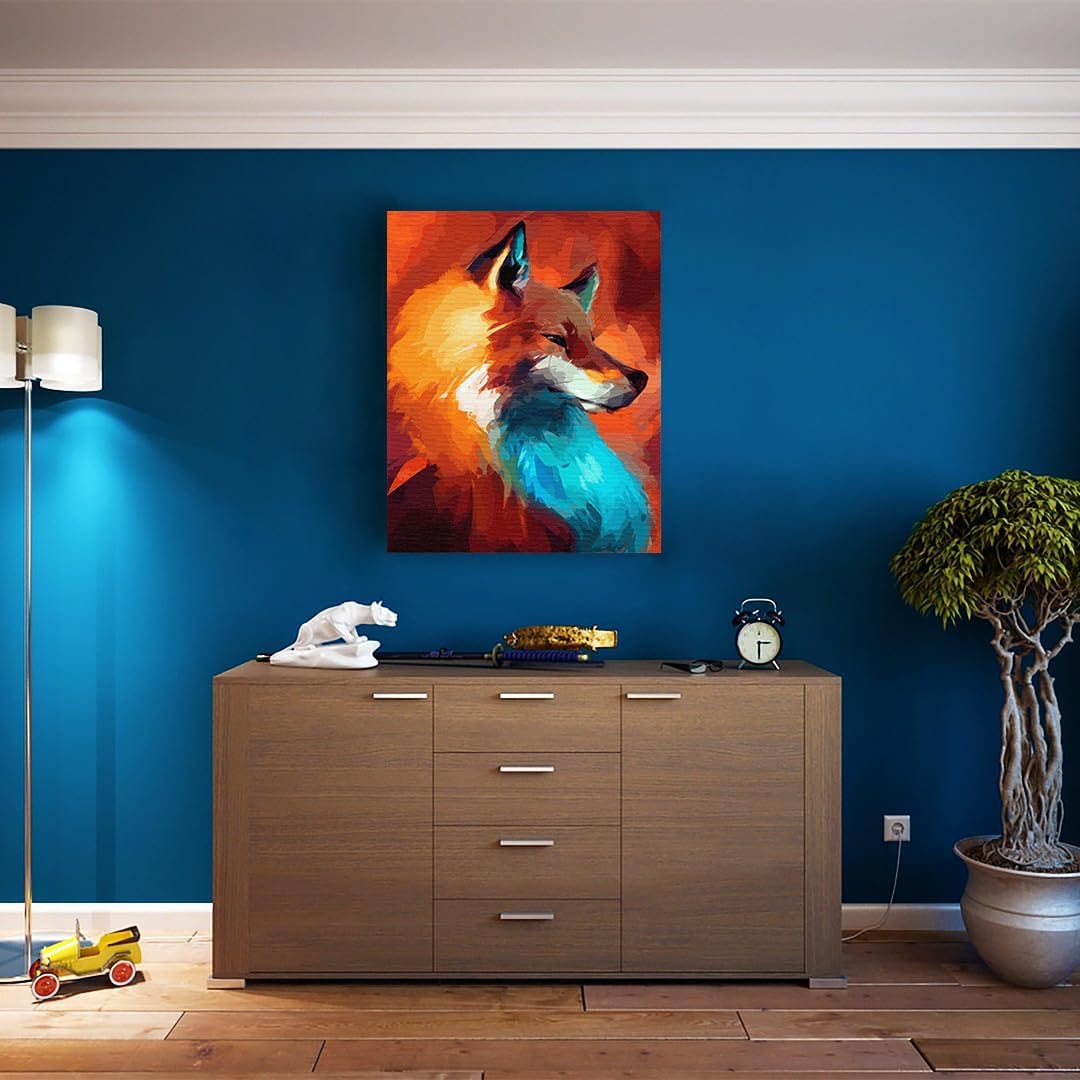 Artnapi Malen nach Zahlen Erwachsene mit Rahmen | DIY Handgemalt | Abstrakter Fuchs in vielen Farben