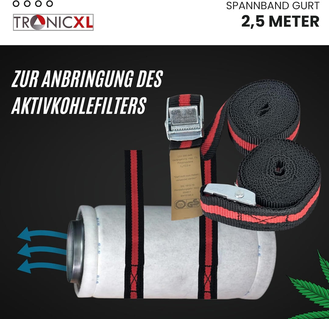 Grow Abluft Set 100mm leise mit Aktivkohlefilter Aufhängung Belüftungsset für Growbox Lüfter Abluftl