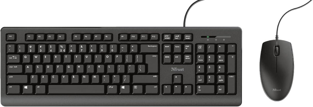 Trust Taro Kabelgebundene Tastatur und Maus Set - QWERTY UK-Layout, Tastatur in voller Grösse, ausla
