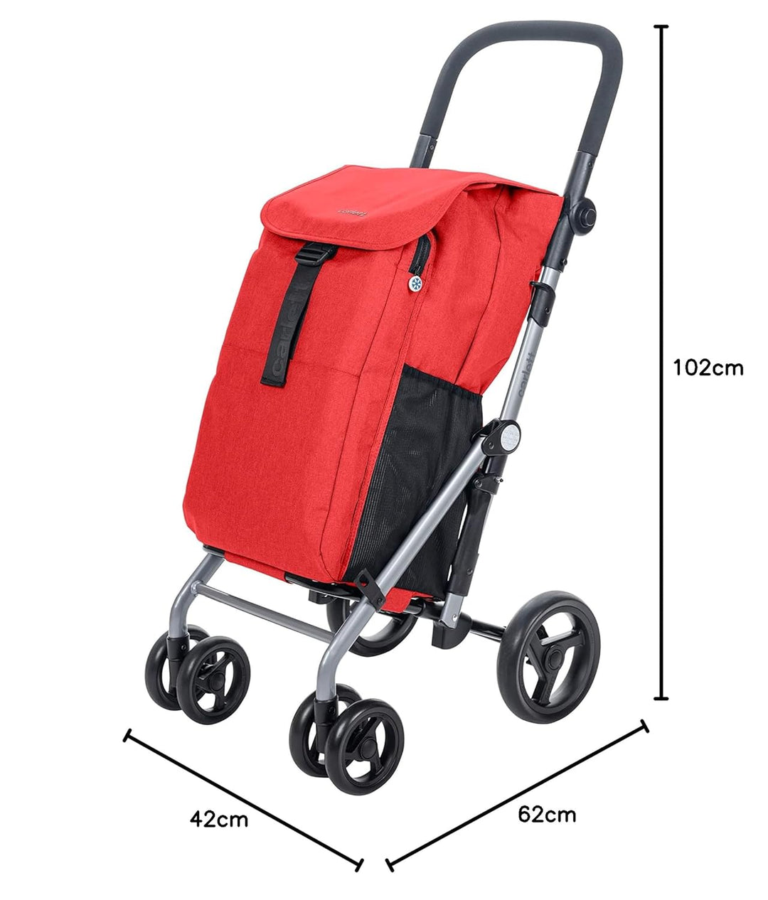 Carlett – Classic Duo | Faltbarer Einkaufswagen mit Gratis-Haken | Robuster Einkaufswagen | 4 Räder