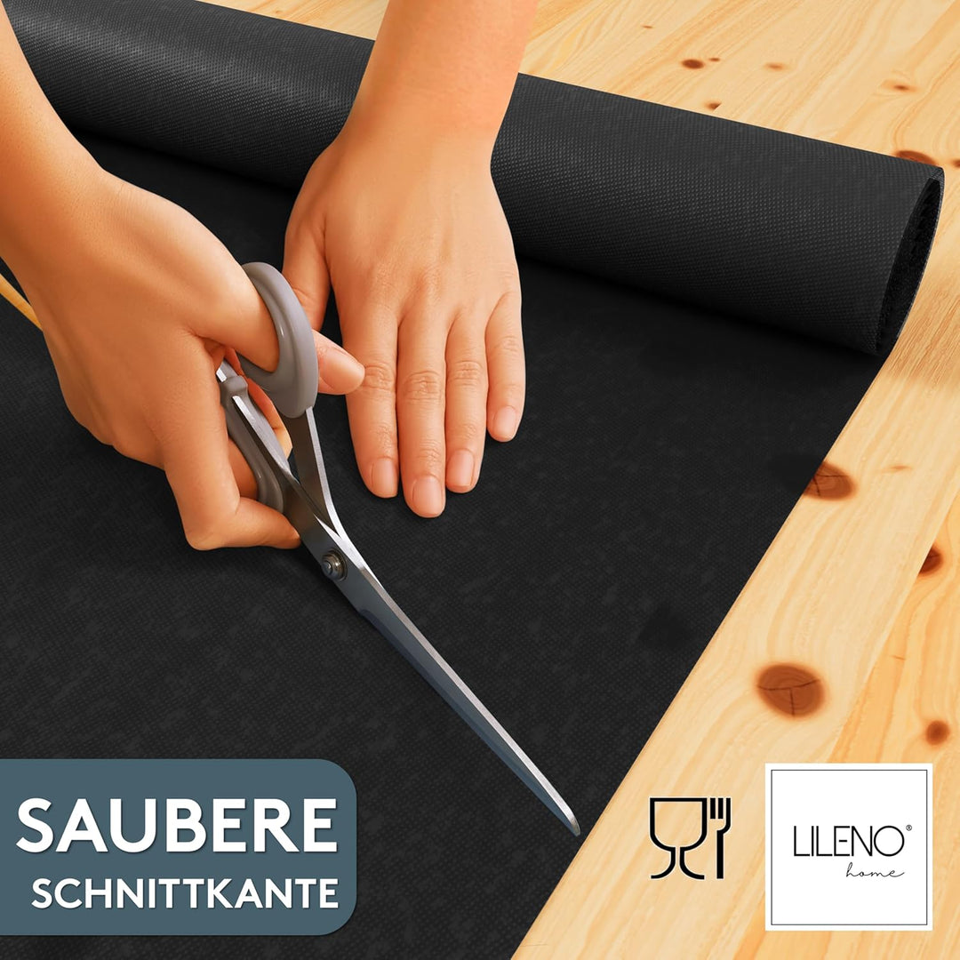 LILENO HOME Tischdeckenrolle 1,10 x 25 m - Tischdecke Schwarz aus Vlies - Stoffähnlich, abwaschbare