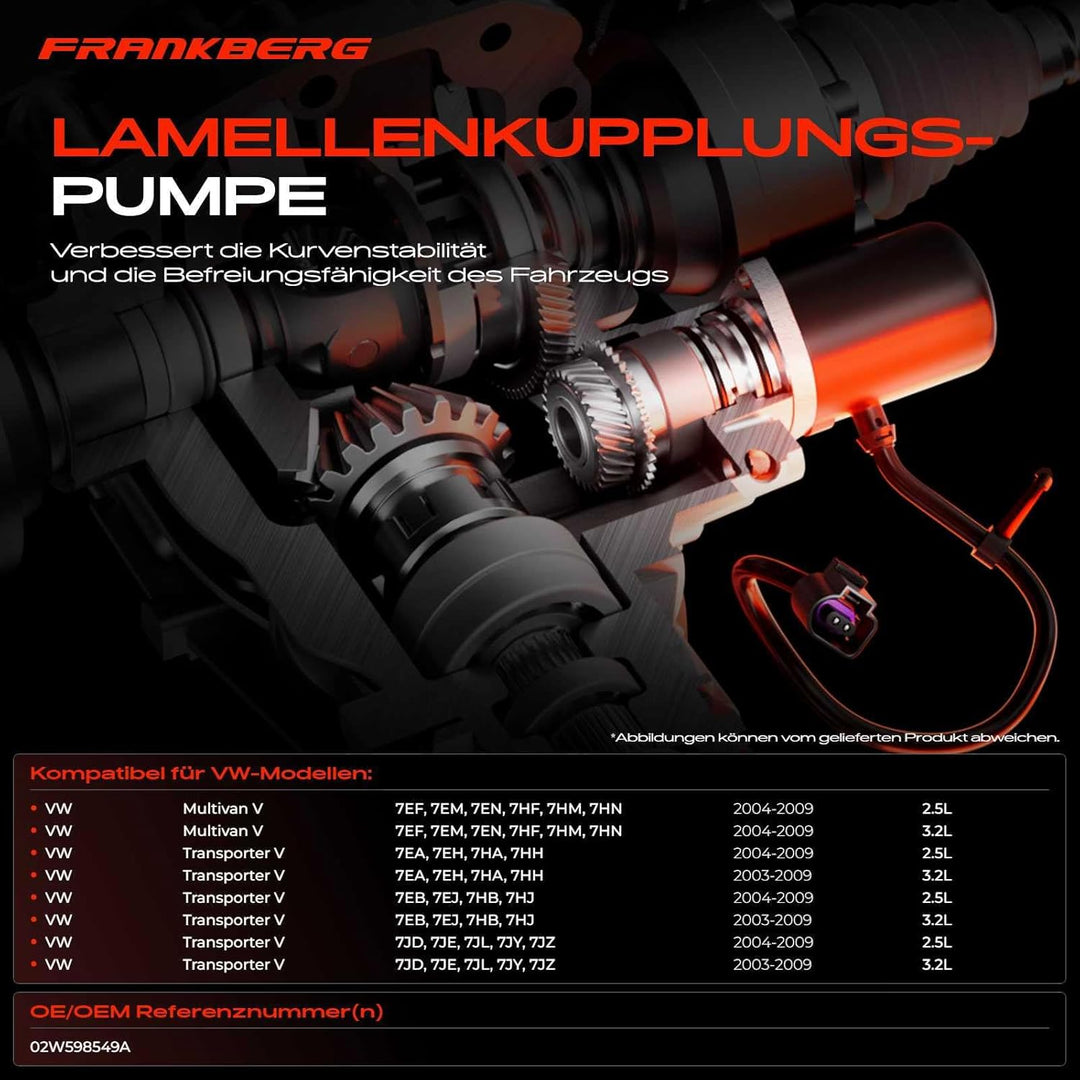 Frankberg Pumpe Vorladepumpe für M-u-l-t-i-v-a-n V Transporter 4Motion 2.5L 3.2L 2003-2009 02W598549