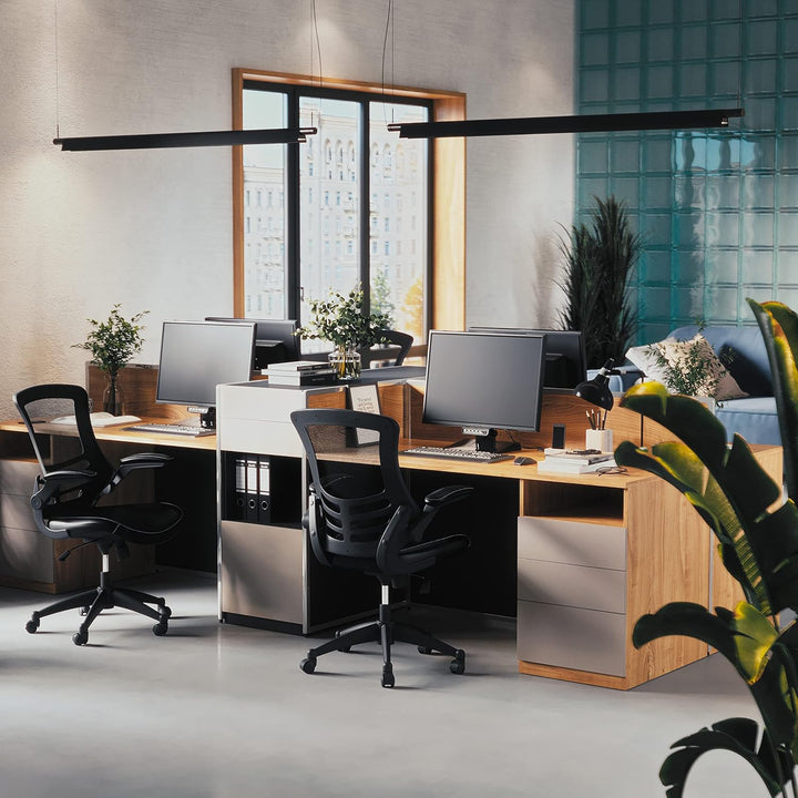 Flash Furniture Bürostuhl mit mittelhoher Rückenlehne – Ergonomischer Schreibtischstuhl mit hochklap