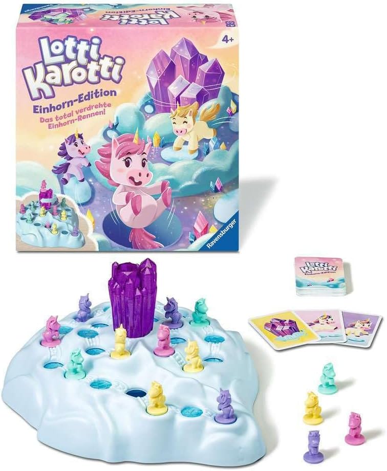 Ravensburger 22580 - Lotti Karotti Einhorn-Edition, Adaption des bekannten Spiele-Klassikers mit Ein
