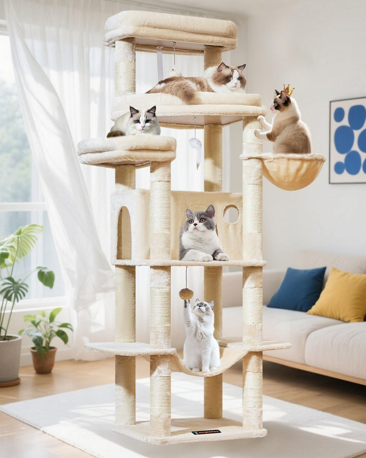 Taoqimiao 180CM Kratzbaum Gross XXL, Katzenbaum Grosse Katzen Stabil kratzbaum Maine Coon mit Katzen