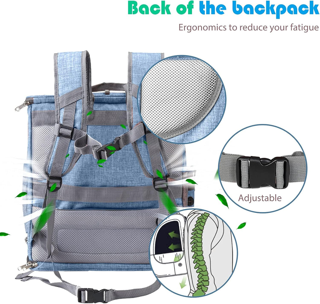 PETCUTE Hunderucksack,Faltbarer Katzenrucksack für Katzen und Hunde mit Abnehmbare Matte,Atmungsakti