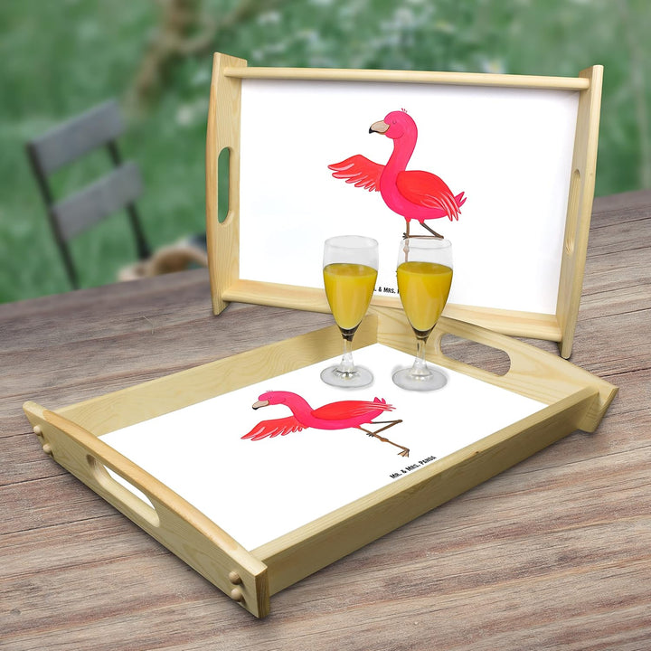 Mr. & Mrs. Panda serviertablett Holz Flamingo Yoga - Geschenk, Baum, betttablett, Vogel, Servier Tab