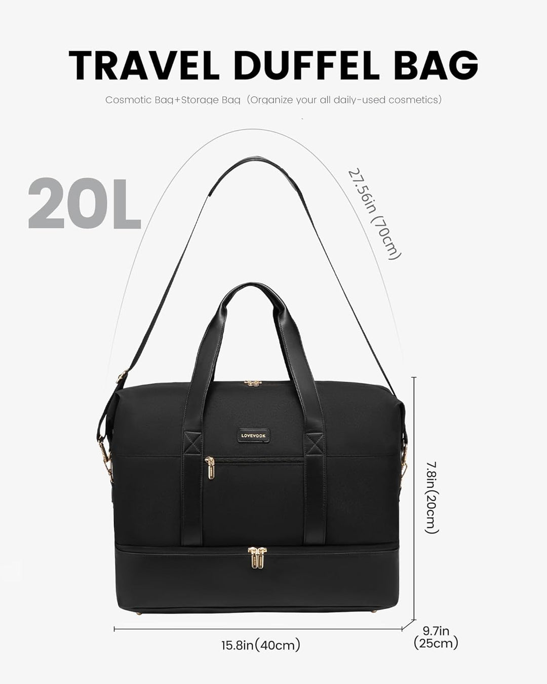 LOVEVOOK Handgepäck Tasche Für Flugzeug 40x20x25, Reisetasche Weekender Damen für Ryanair, Klein Spo