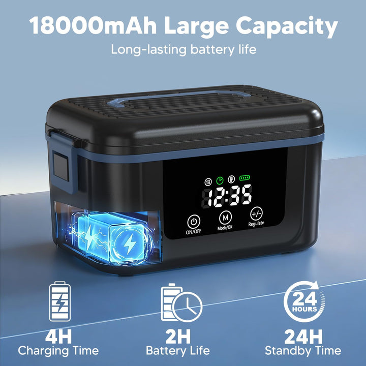 Elektrische Lunchbox mit Akku, 2026 Upgrade Electric Lunch Box mit Display & Eiskristallbox, 1,5L Wi
