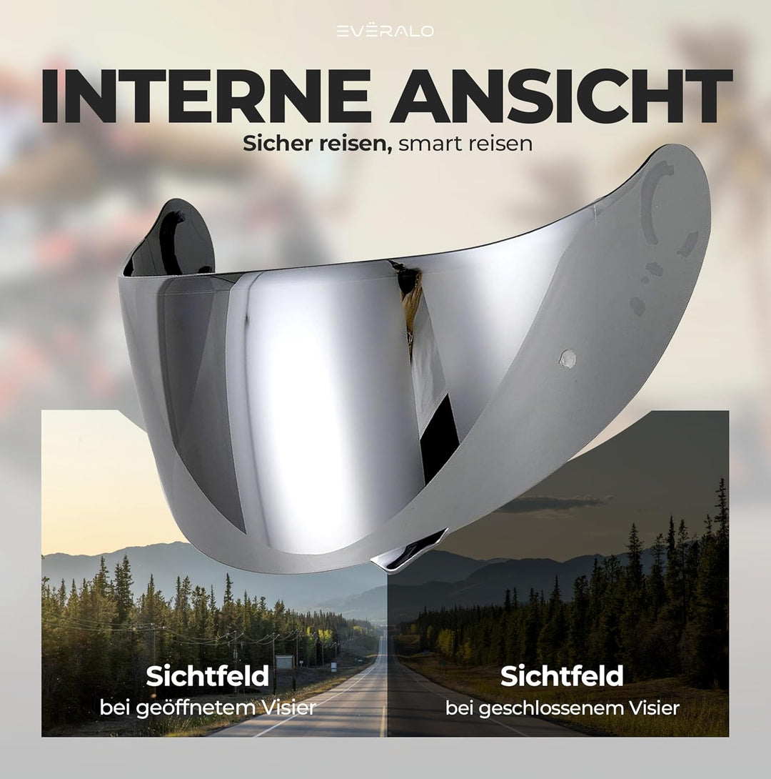 kompatibel mit Visier Shoei Gt Air - Gt Air 2 - Neotec - Opticson - Cns 1 (Verspiegelt Chrom), Versp