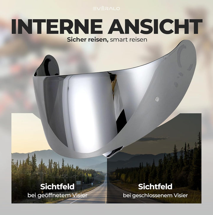 kompatibel mit Visier Shoei Gt Air - Gt Air 2 - Neotec - Opticson - Cns 1 (Verspiegelt Chrom), Versp