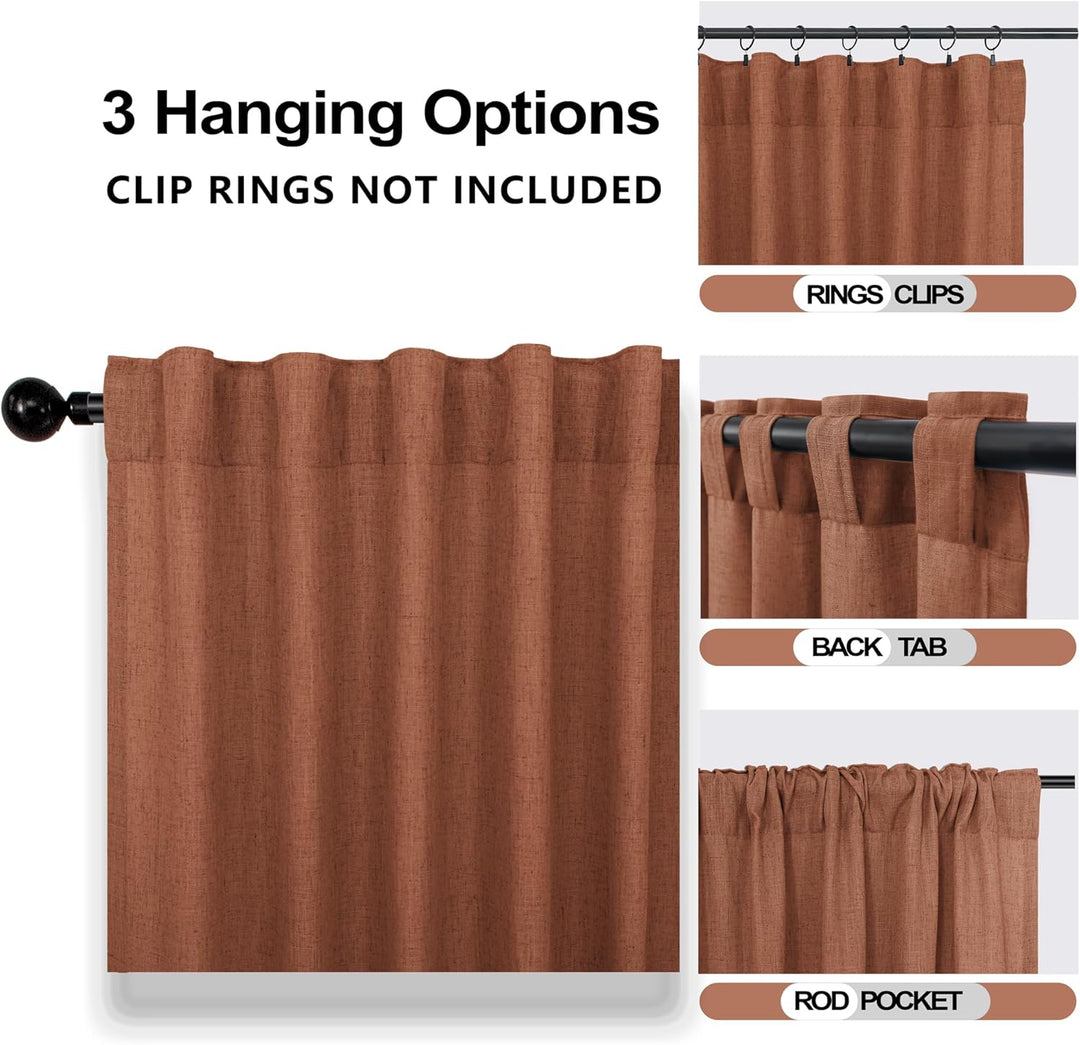 Cortinas para Salas Modernas Bohemian-Vorhänge für Wohnzimmer, mit Rückenlasche, Boho-Stil, Leinen,