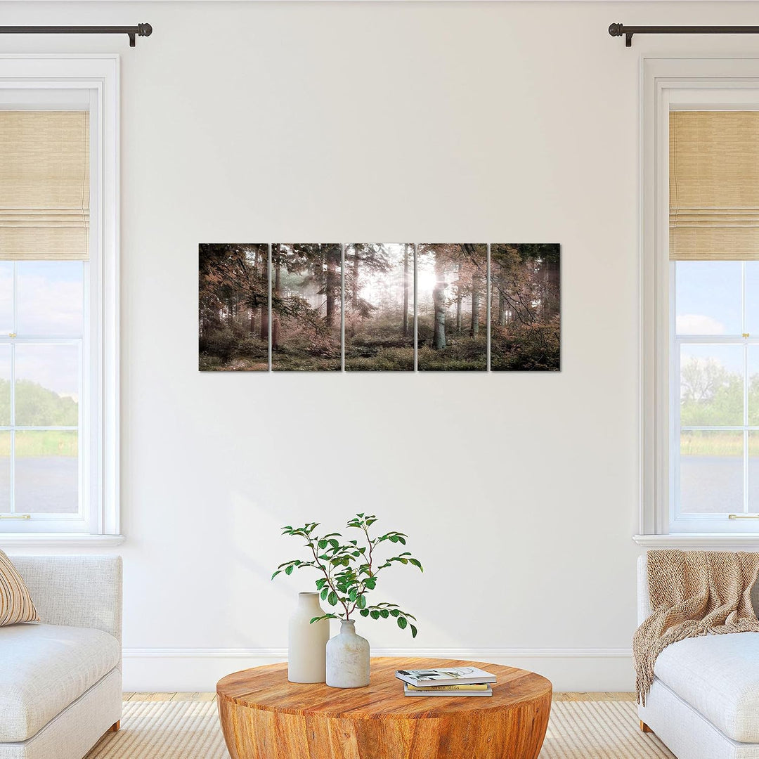 Runa Art Bild Wald Landschaft Wandbilder auf Vlies Leinwand 5 Teilig Wanddekoration Schlafzimmer Woh
