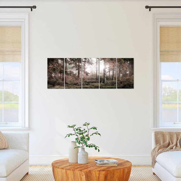 Runa Art Bild Wald Landschaft Wandbilder auf Vlies Leinwand 5 Teilig Wanddekoration Schlafzimmer Woh