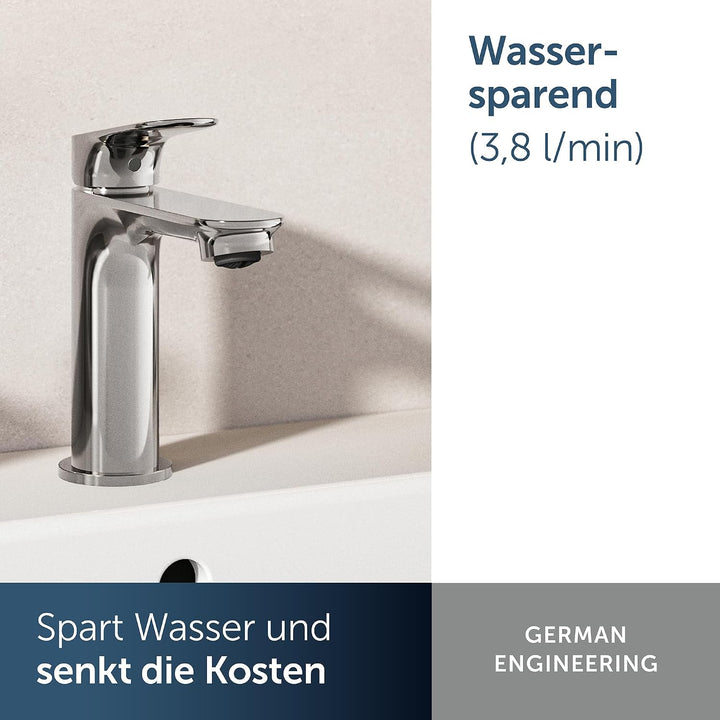 Ideal Standard Alero Waschtischarmatur, Auslaufhöhe 100 mm – Chrom | Wassersparender Wasserhahn Bade