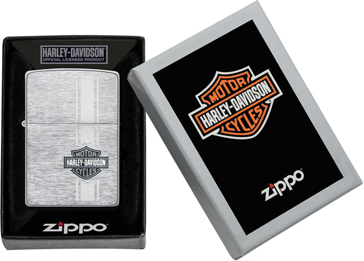 Zippo Harley-Davidson Bar and Shield Taschenfeuerzeug, gebürstetes Chrom