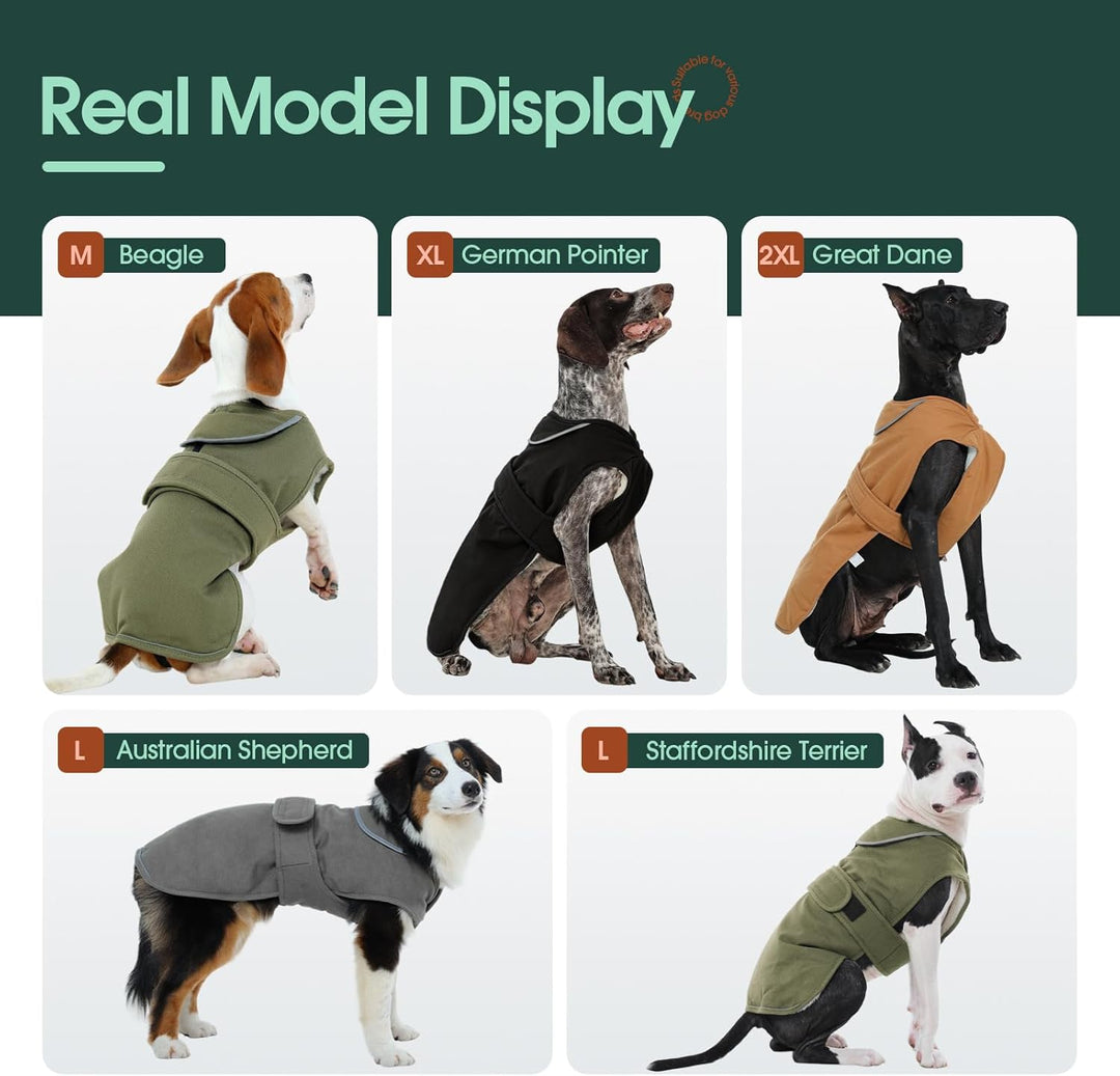 Kuoser Leinwand Haustier Hund Wintermantel, Reflektierende Warme Fleecejacke für Kleine Mittelgrosse