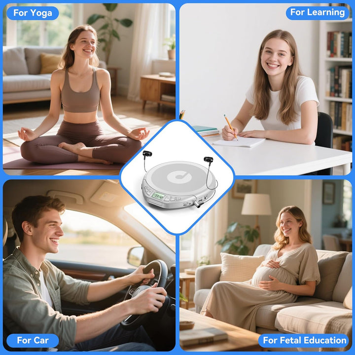 Gueray CD Spieler Tragbarer CD-Player Persönliche CD Players mit Kopfhörer LCD Display Anti-Skip Sch