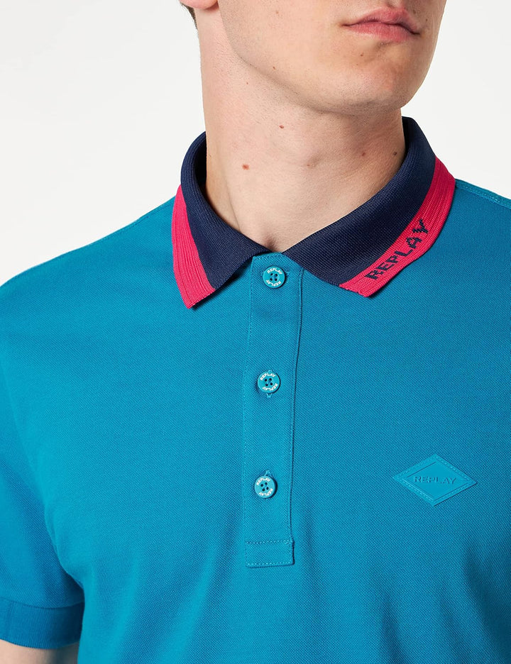 Replay Herren Poloshirt Kurzarm aus Baumwolle XL Petrol 182, XL Petrol 182