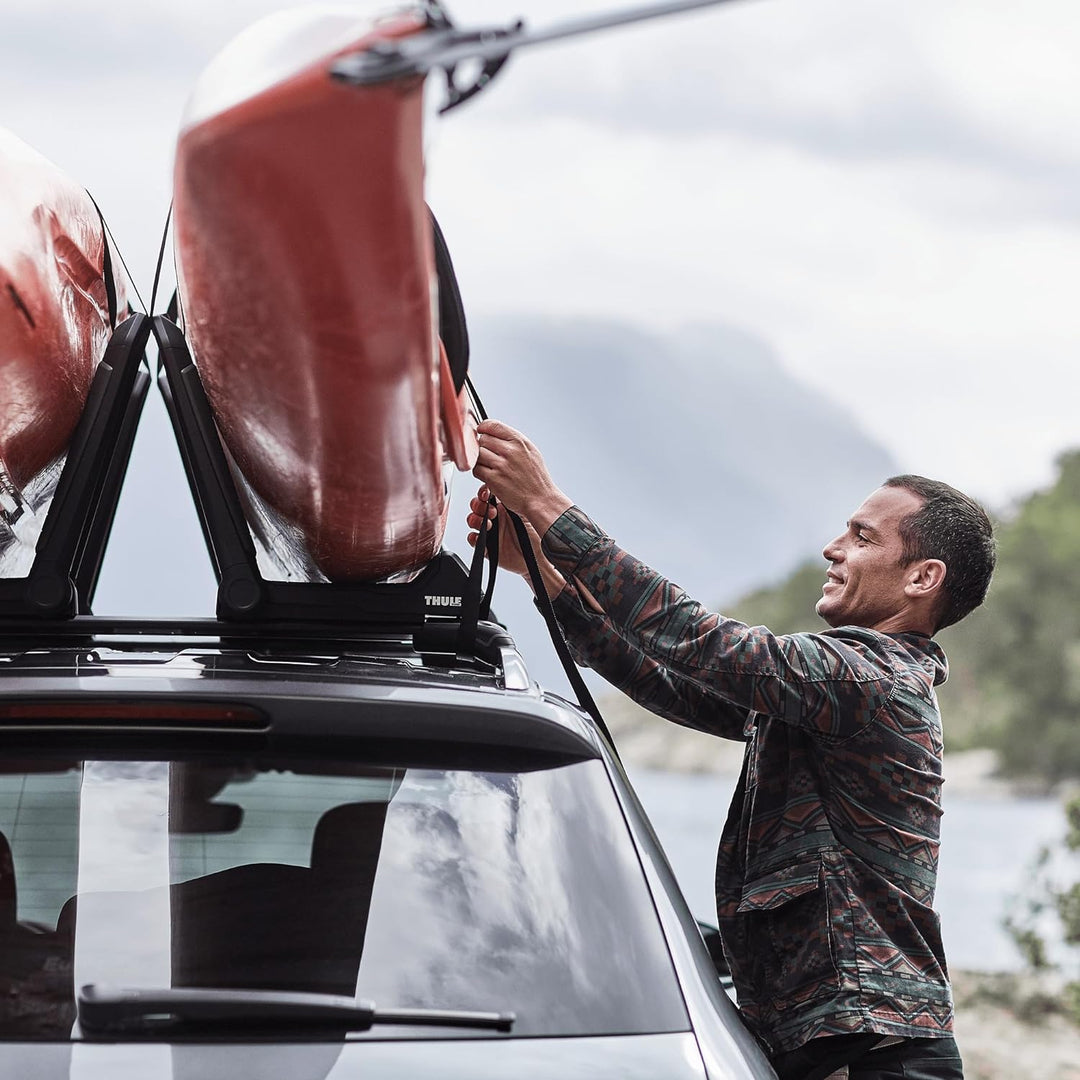 Thule 849000 Hull-a-Port Aero Kajakträger auf Dem Dach für 1 Kajak, Schwarz, 1 Kayak