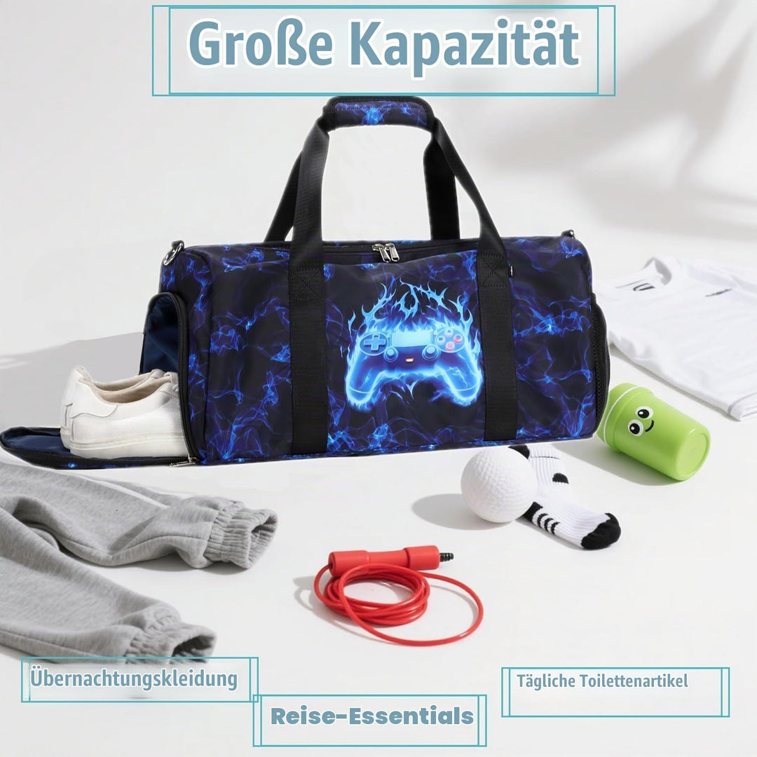 Sporttasche Kinder Jungen Reisetasche Trainingstasche Turntasche Klein Schwimmtasche Kinder mit Schu