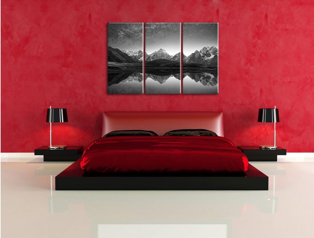 Pixxprint Sternenhimmel über dem Gebirge als Leinwandbild/Grösse: 3Teilig / Wandbild/Kunstdruck/fert