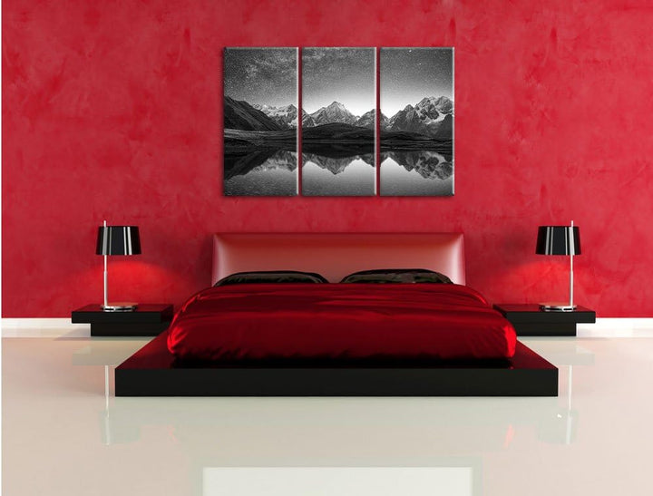 Pixxprint Sternenhimmel über dem Gebirge als Leinwandbild/Grösse: 3Teilig / Wandbild/Kunstdruck/fert