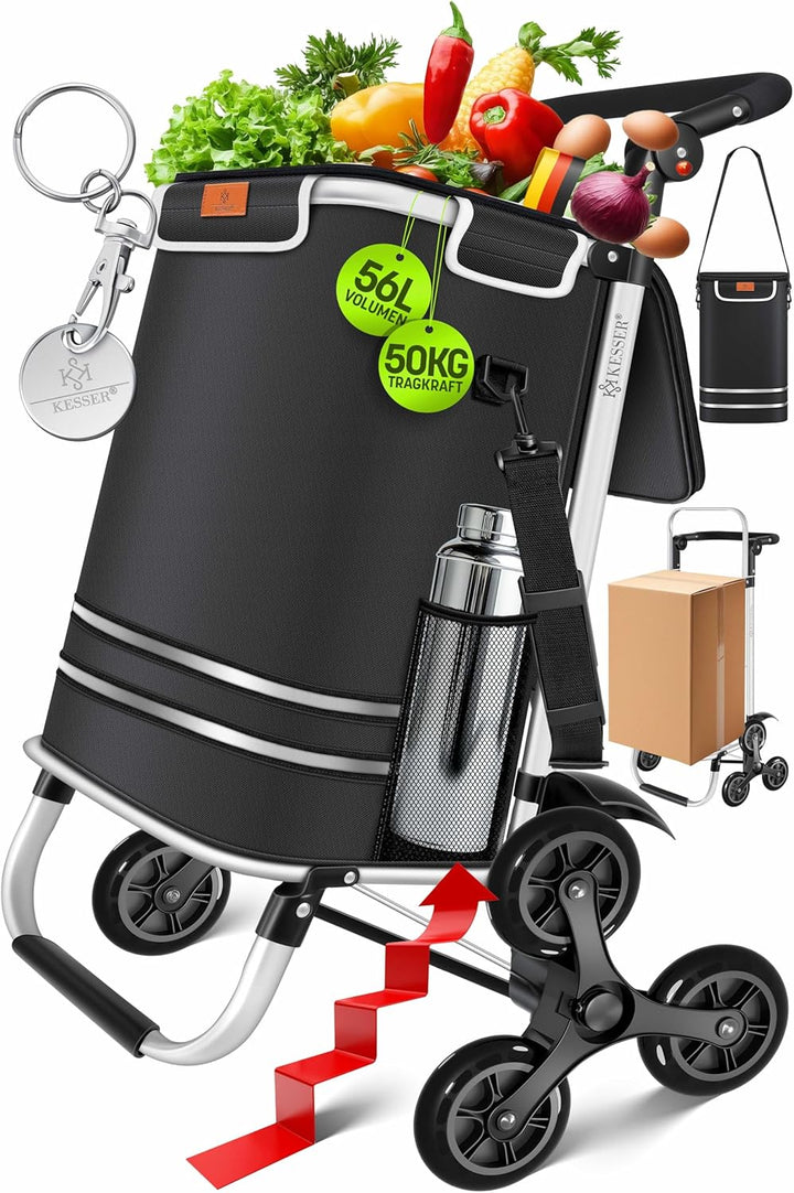 KESSER® Einkaufstrolley Treppensteiger mit Kühlfach klappbar mit 56L Kapazität und belastbar bis 50k