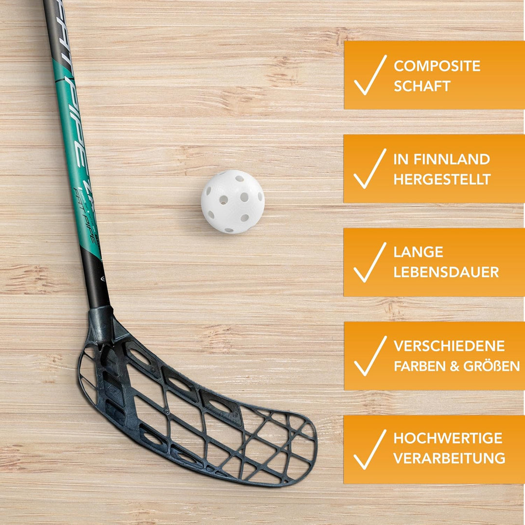 FAT PIPE Floorball Schläger Unihockey Stock Zack 33 Bone - Coral Green - IFF Zertifiziert, mit Bone