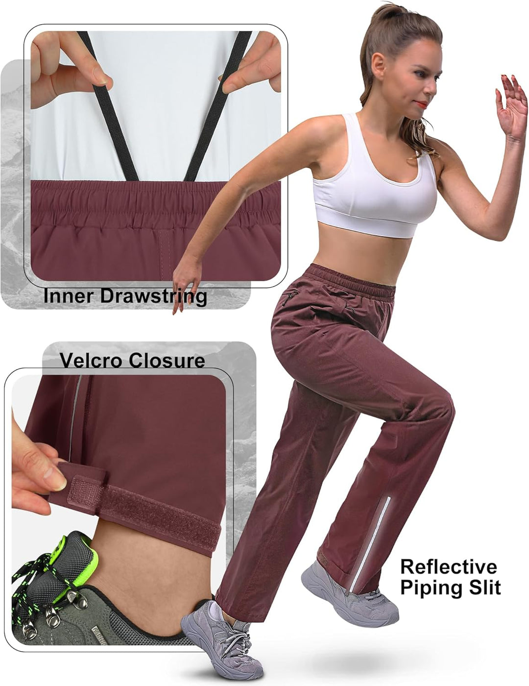 33,000ft Regenhose Damen Wasserdicht Atmungsaktiv Wanderhose Fahrrad Überziehhose Leichte Winddicht