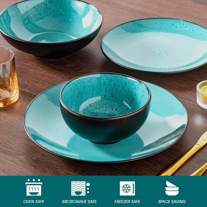 Tafelservice 6 Personen, vancasso BUBBLE Geschirrset 6 Personen aus Steingut, 24-tlg modernes Geschi