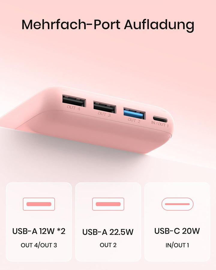 A ADDTOP Power Bank 20000mAh – 22.5W Schnellladefunktion klein Powerbank – Akkupack Externe Handyakk