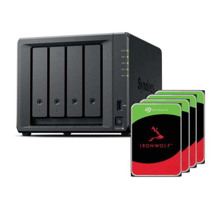 Synology DS925+ Bundle 24TB Seagate (Ironwolf 4X 6TB) 4Bay Desktop NAS, 2.5GbE-Ports, 4GB RAM, 24TB