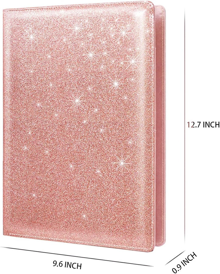 Padfolio/Resume-Portfolio-Ordner, glitzernd, rosa für Damen, WAVEYU niedliches rosa Padfolio-Einband