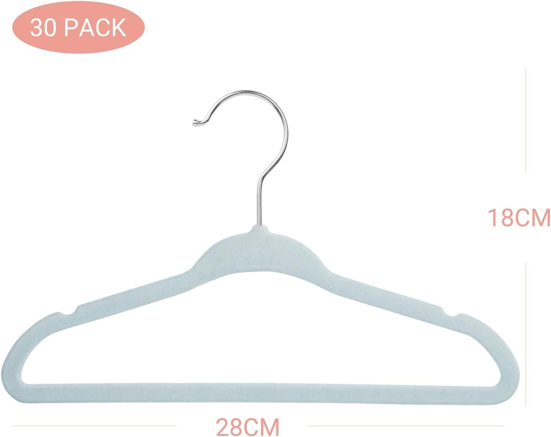MangoKit 30 Pack Baby Anti-Rutsch-Samt Kleiderbügel, Säuglings- und Kleinkinderbügel, Ultra-schlanke