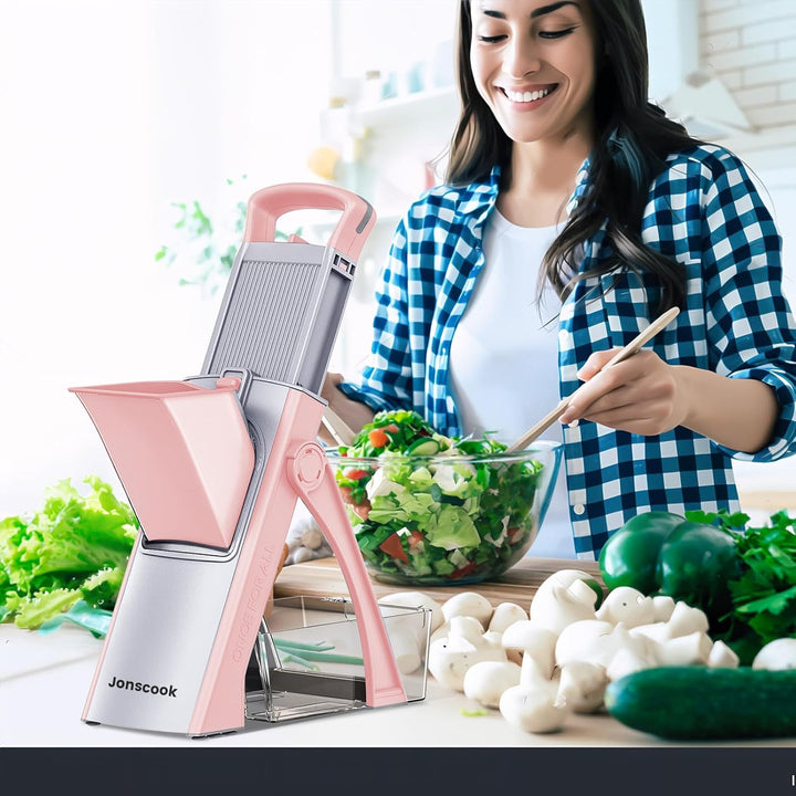 Jonscook Safe Mandoline Food Slicer For Kitchen - Vegetable Chopper With Adjustable Thickness, Multi