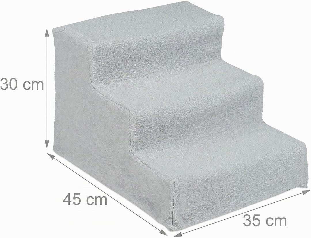 Relaxdays Hundetreppe 3 Stufen, kleine &amp; grosse Hunde, Bett &amp; Couch, Stoffbezug, Tiertreppe innen, H
