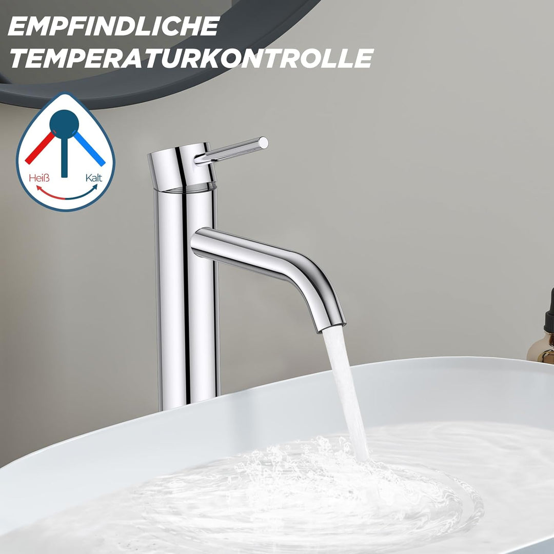 FORIOUS Wasserhahn Bad, Hoch Waschtischarmatur Waschbecken Armaturen mit Auslaufhöhe von 190 MM High