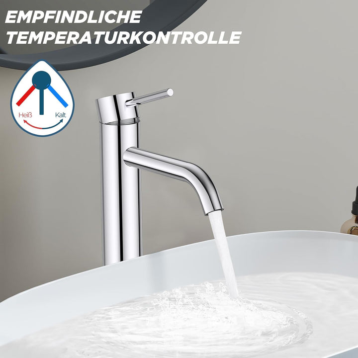 FORIOUS Wasserhahn Bad, Hoch Waschtischarmatur Waschbecken Armaturen mit Auslaufhöhe von 190 MM High