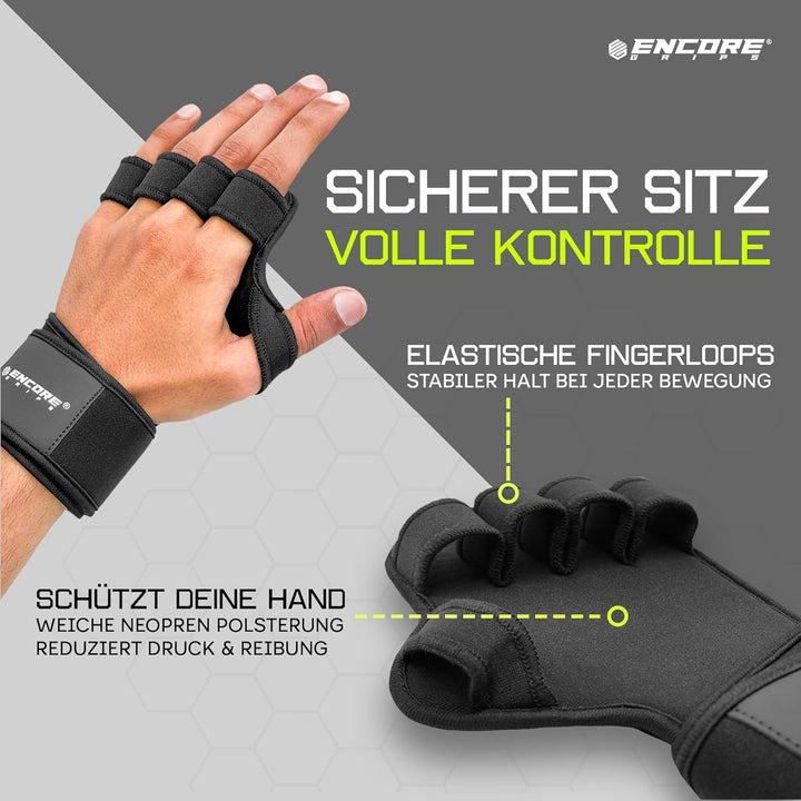 Griffpolster Kraftsport Herren & Damen – Fitness Handschuhe Alternative offen, 3D Gummi Antirutschfl
