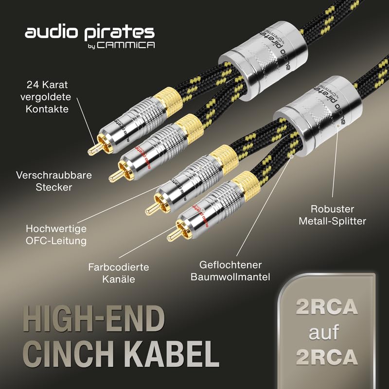 audio pirates by cammica Cinch Kabel 2x RCA Stecker auf 2x RCA Stecker, Audio-Kabel | High-End Audio