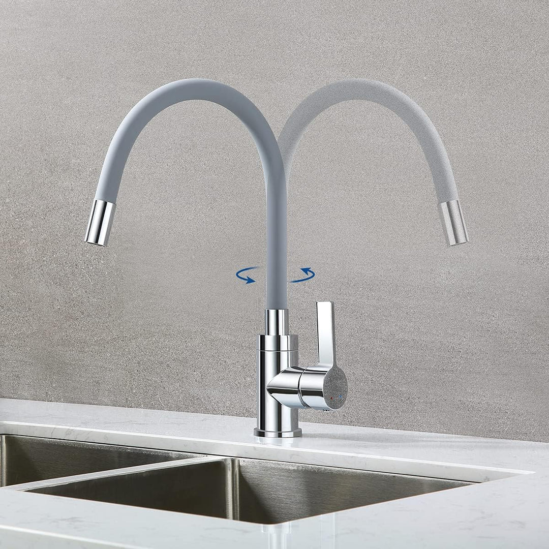 Küchenarmatur mit Flexibler Silikonschlauch, Auralum Hochdruck Wasserhahn Küche, Armatur Küche 360°