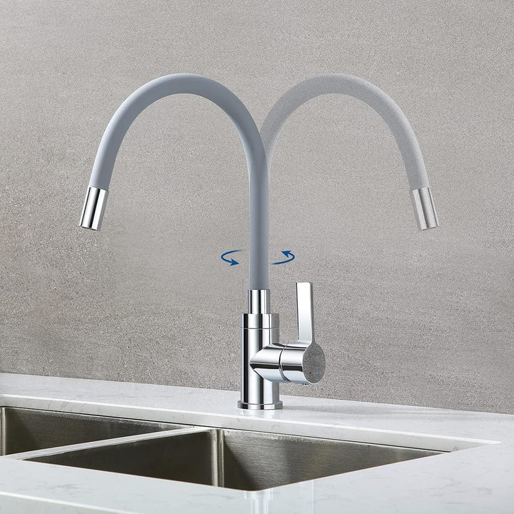 Küchenarmatur mit Flexibler Silikonschlauch, Auralum Hochdruck Wasserhahn Küche, Armatur Küche 360°