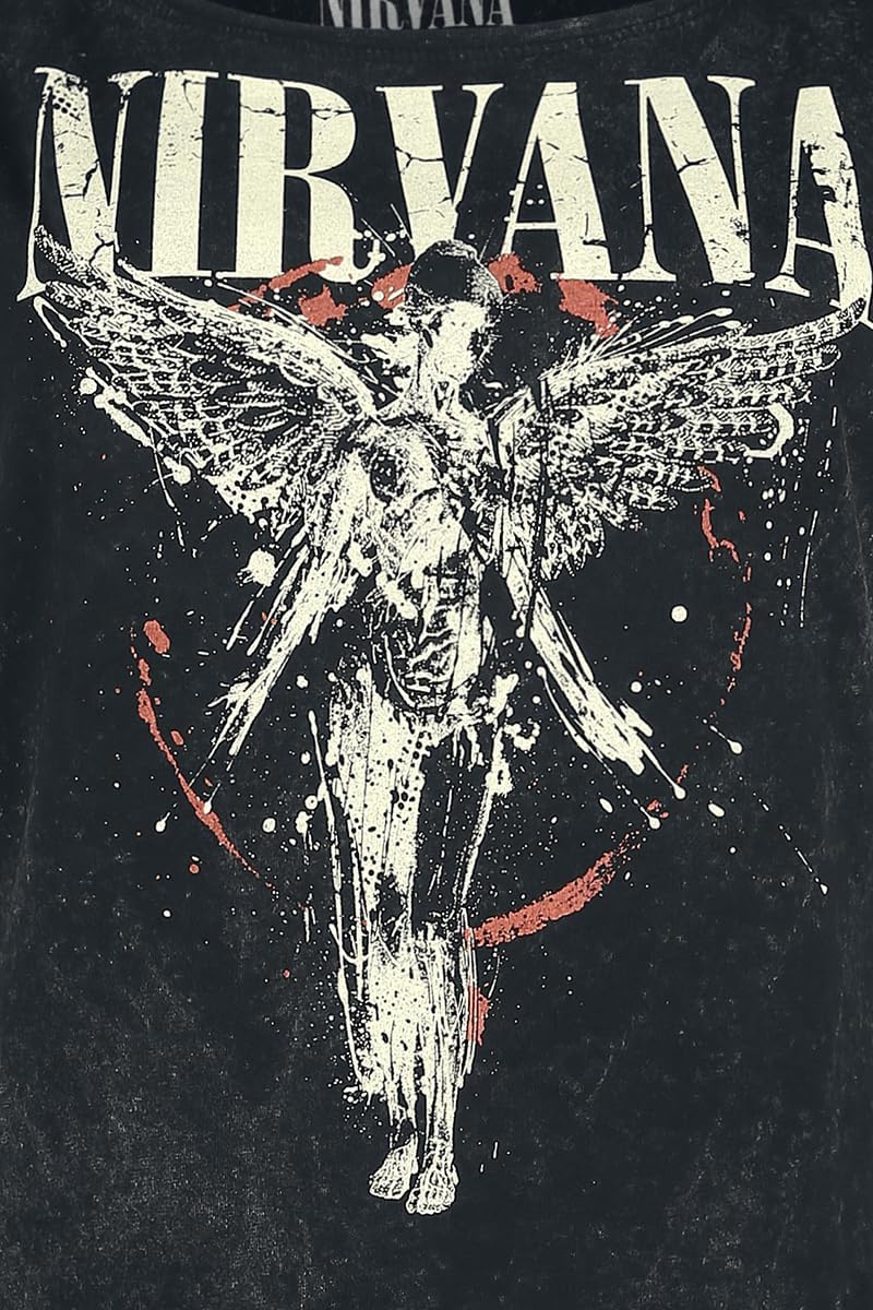 Nirvana Angel Frauen T-Shirt Charcoal Band-Merch, Bands M Charcoal, M Charcoal