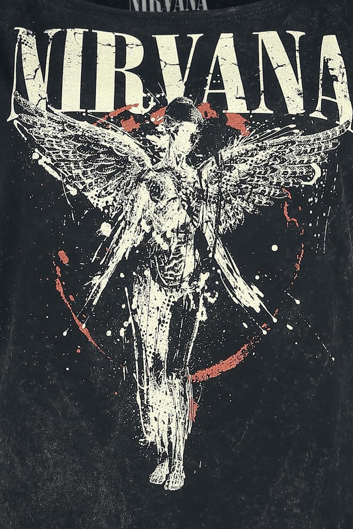 Nirvana Angel Frauen T-Shirt Charcoal Band-Merch, Bands XXL Charcoal, XXL Charcoal