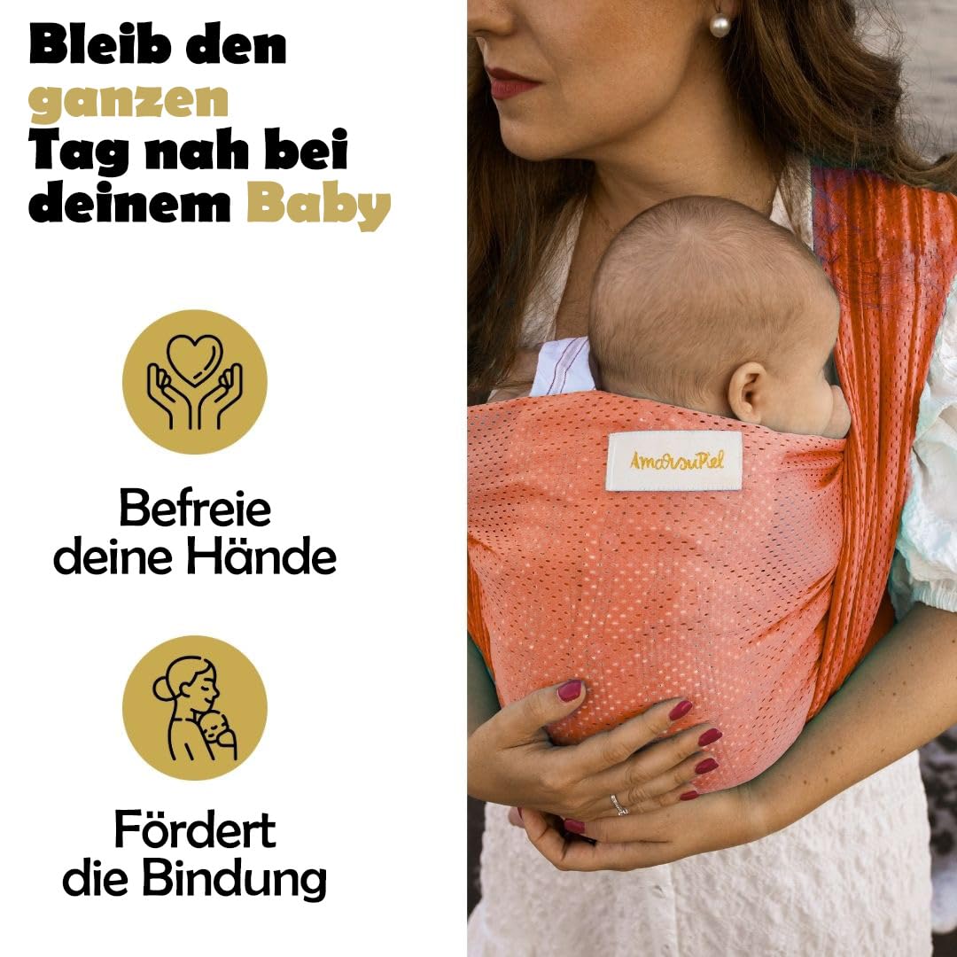 Amarsupiel | Wasser-Babytrage | Schnelltrocknend || Waterproof | Farbe Koralle, Koralle